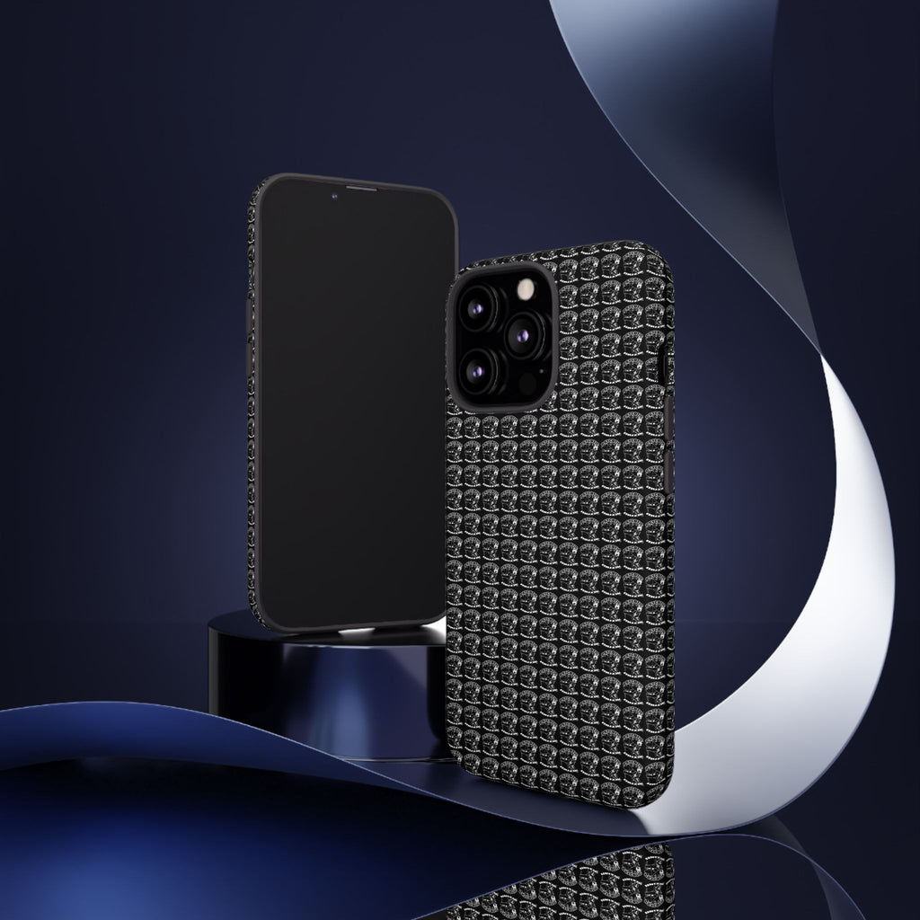 Black Carbon Fiber Texture Tough Phone Case — Rugged Drop Protection