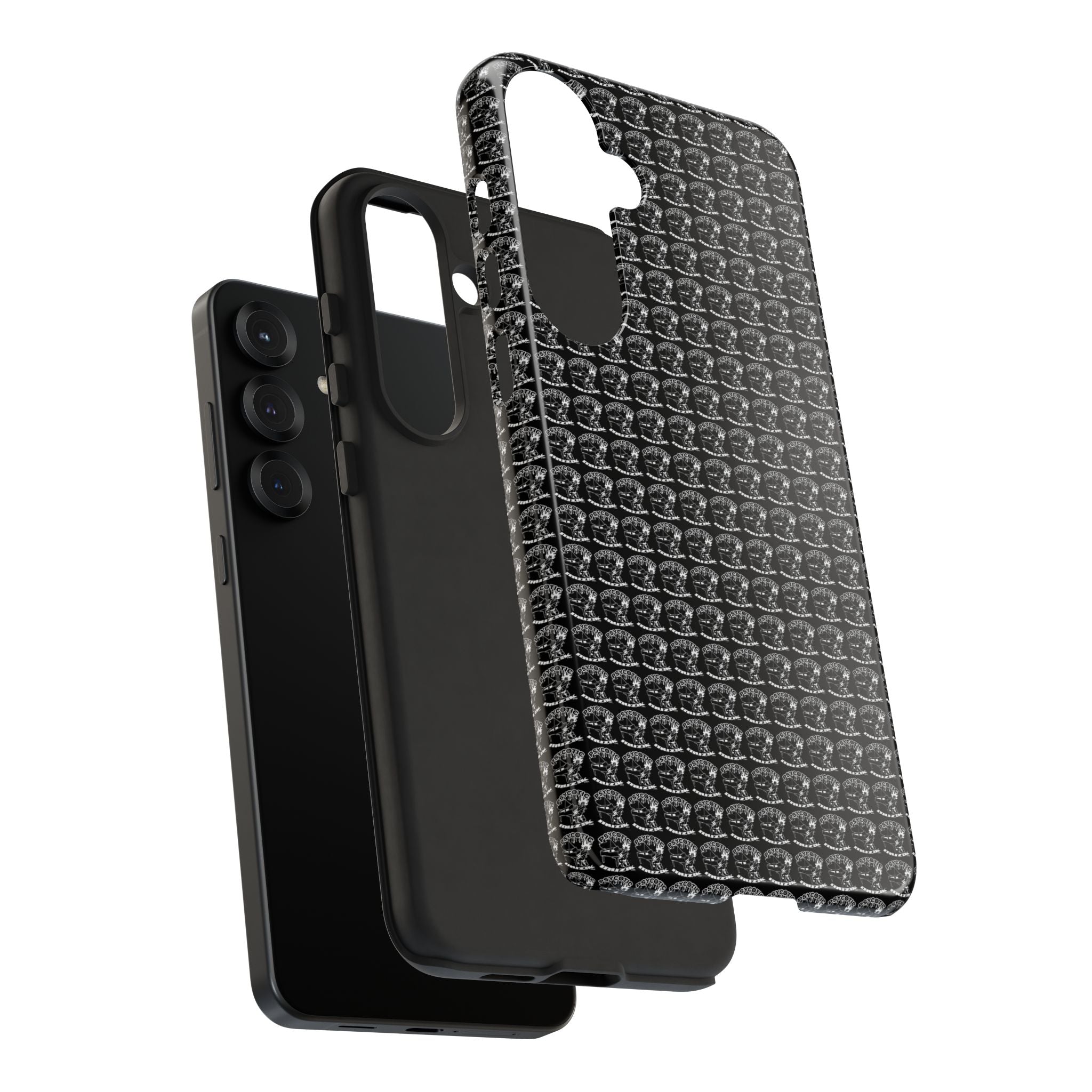 Black Carbon Fiber Texture Tough Phone Case — Rugged Drop Protection