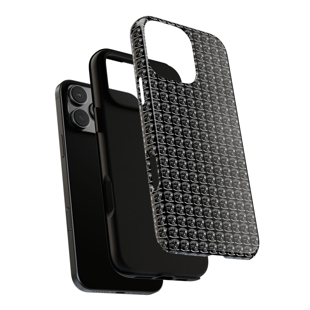 Black Carbon Fiber Texture Tough Phone Case — Rugged Drop Protection