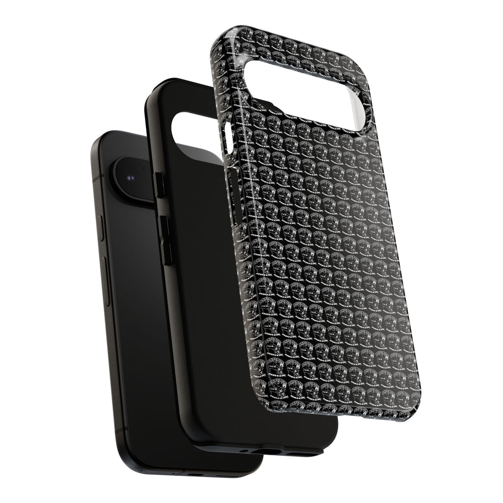 Black Carbon Fiber Texture Tough Phone Case — Rugged Drop Protection