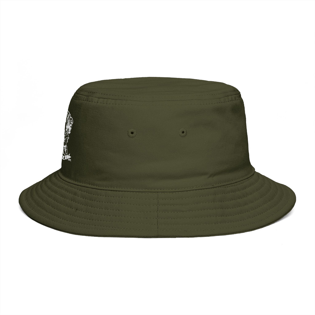Psycotic Drummer Brown Bucket Hat — Retro Rock Band Graphic Bucket Hat