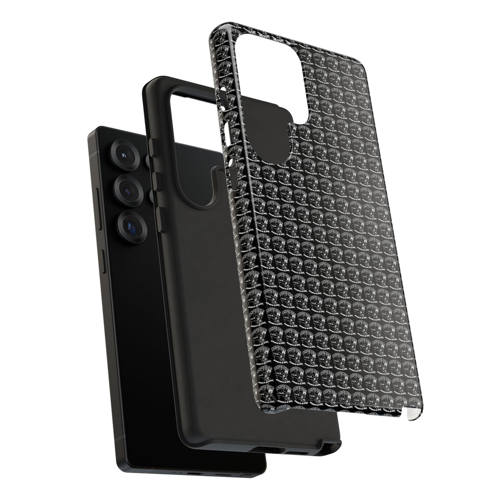 Black Carbon Fiber Texture Tough Phone Case — Rugged Drop Protection