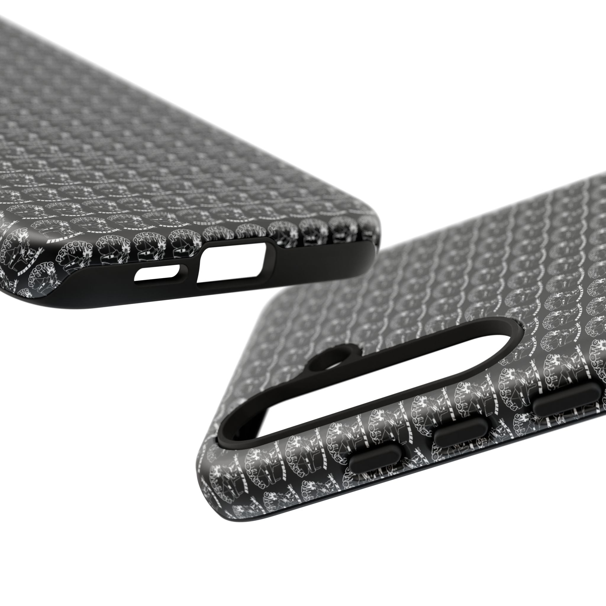 Black Carbon Fiber Texture Tough Phone Case — Rugged Drop Protection
