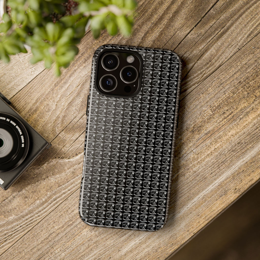 Black Carbon Fiber Texture Tough Phone Case — Rugged Drop Protection