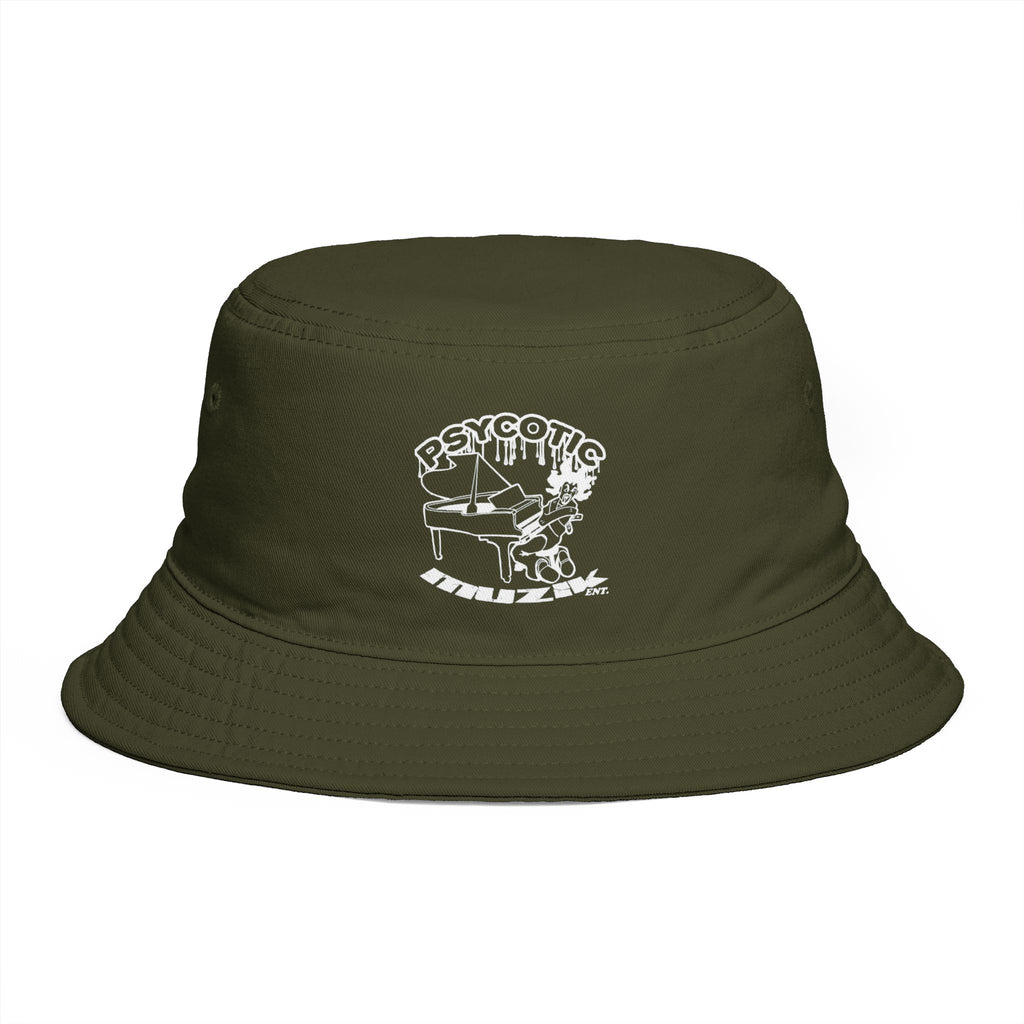 Psycotic Drummer Brown Bucket Hat — Retro Rock Band Graphic Bucket Hat