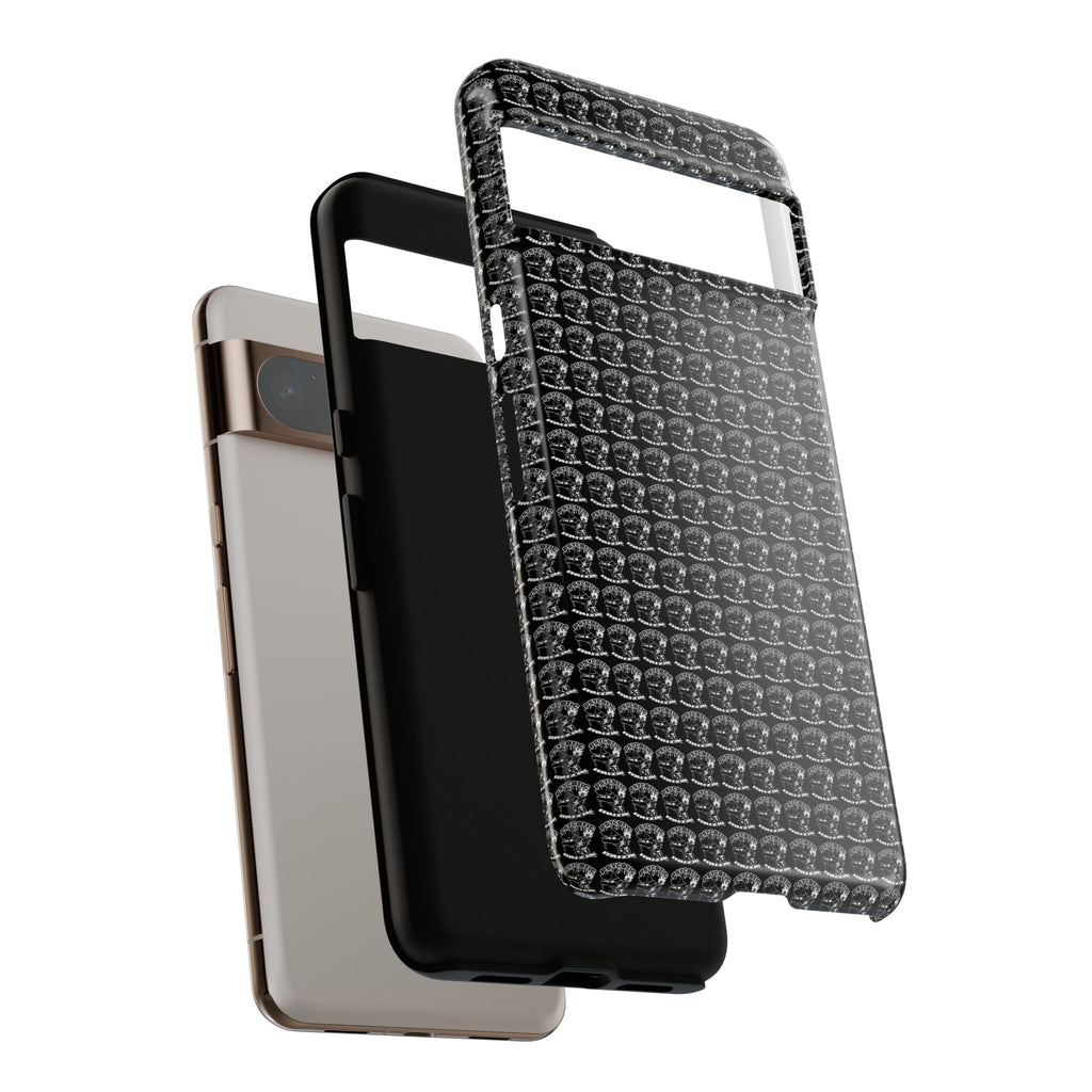 Black Carbon Fiber Texture Tough Phone Case — Rugged Drop Protection