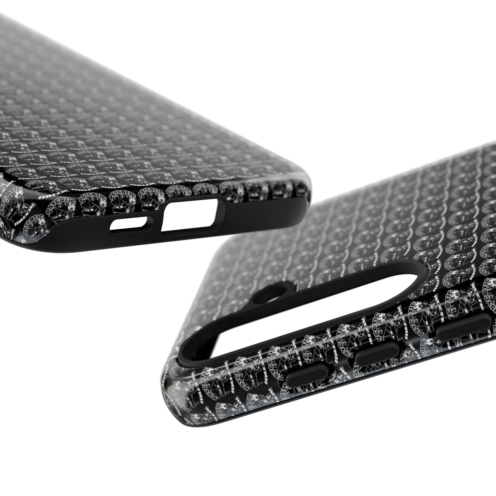 Black Carbon Fiber Texture Tough Phone Case — Rugged Drop Protection