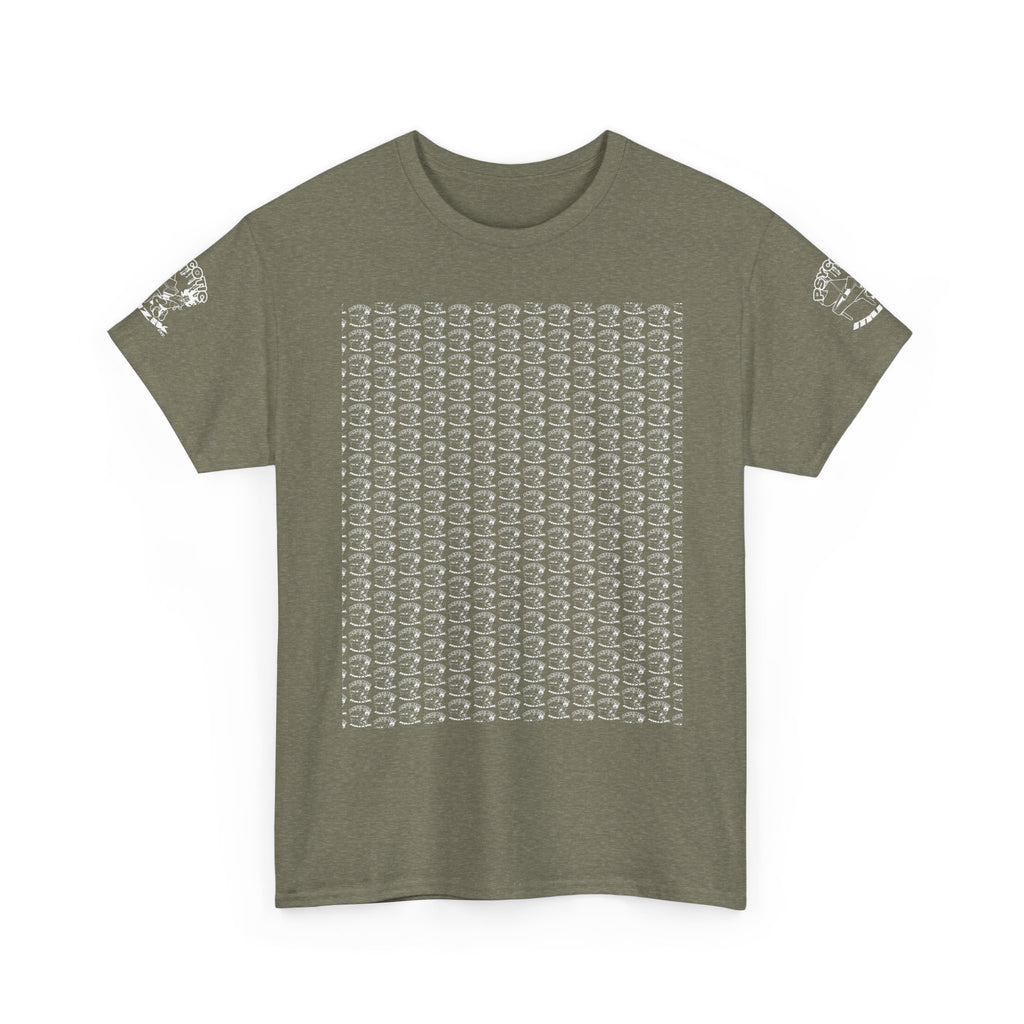 Skull Repeat Pattern T-Shirt — Gothic Grunge Graphic Tee