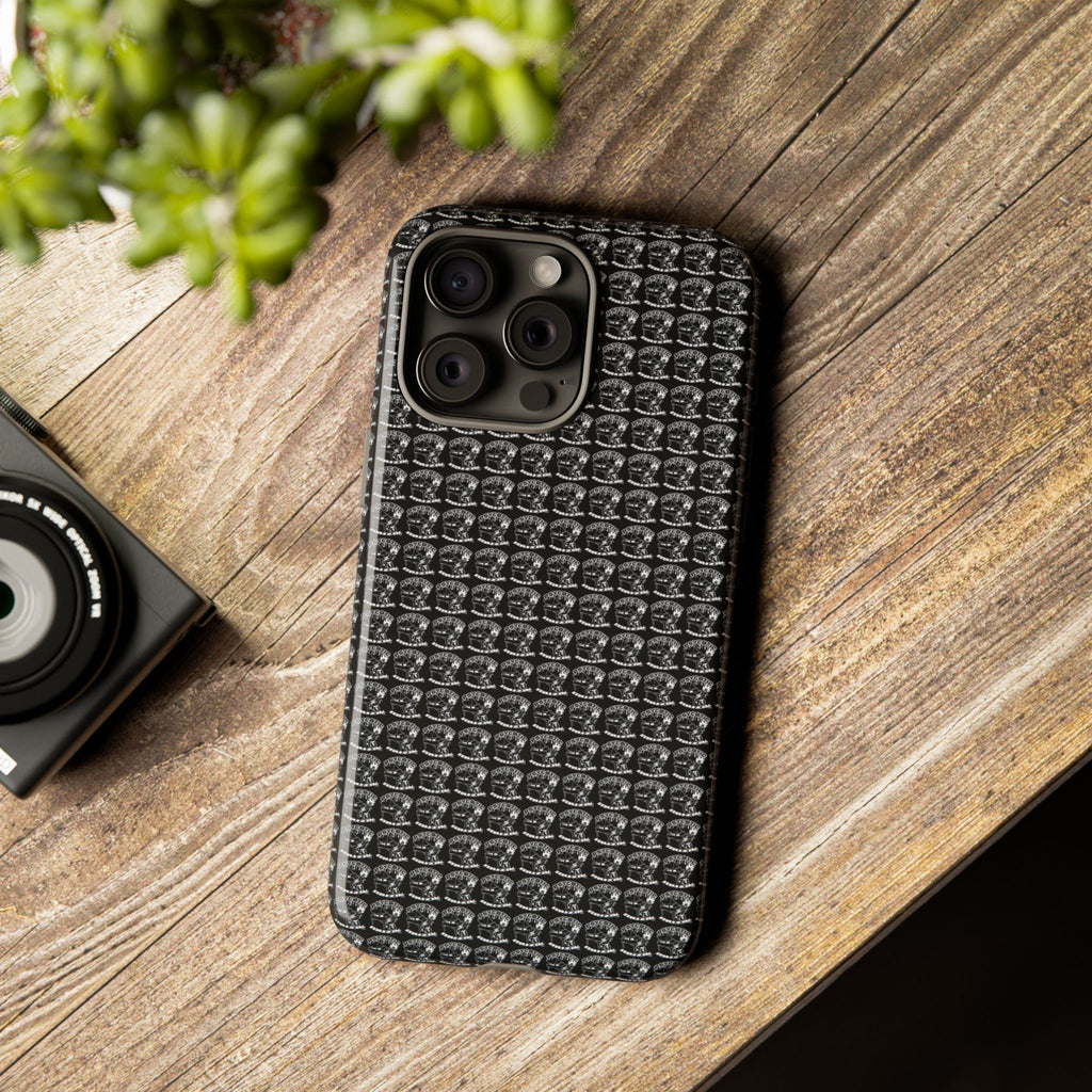 Black Carbon Fiber Texture Tough Phone Case — Rugged Drop Protection