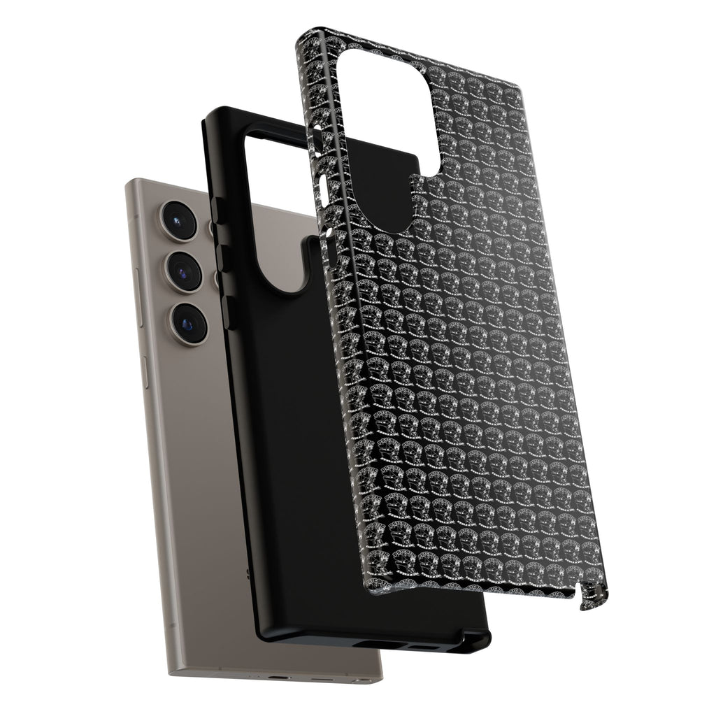Black Carbon Fiber Texture Tough Phone Case — Rugged Drop Protection