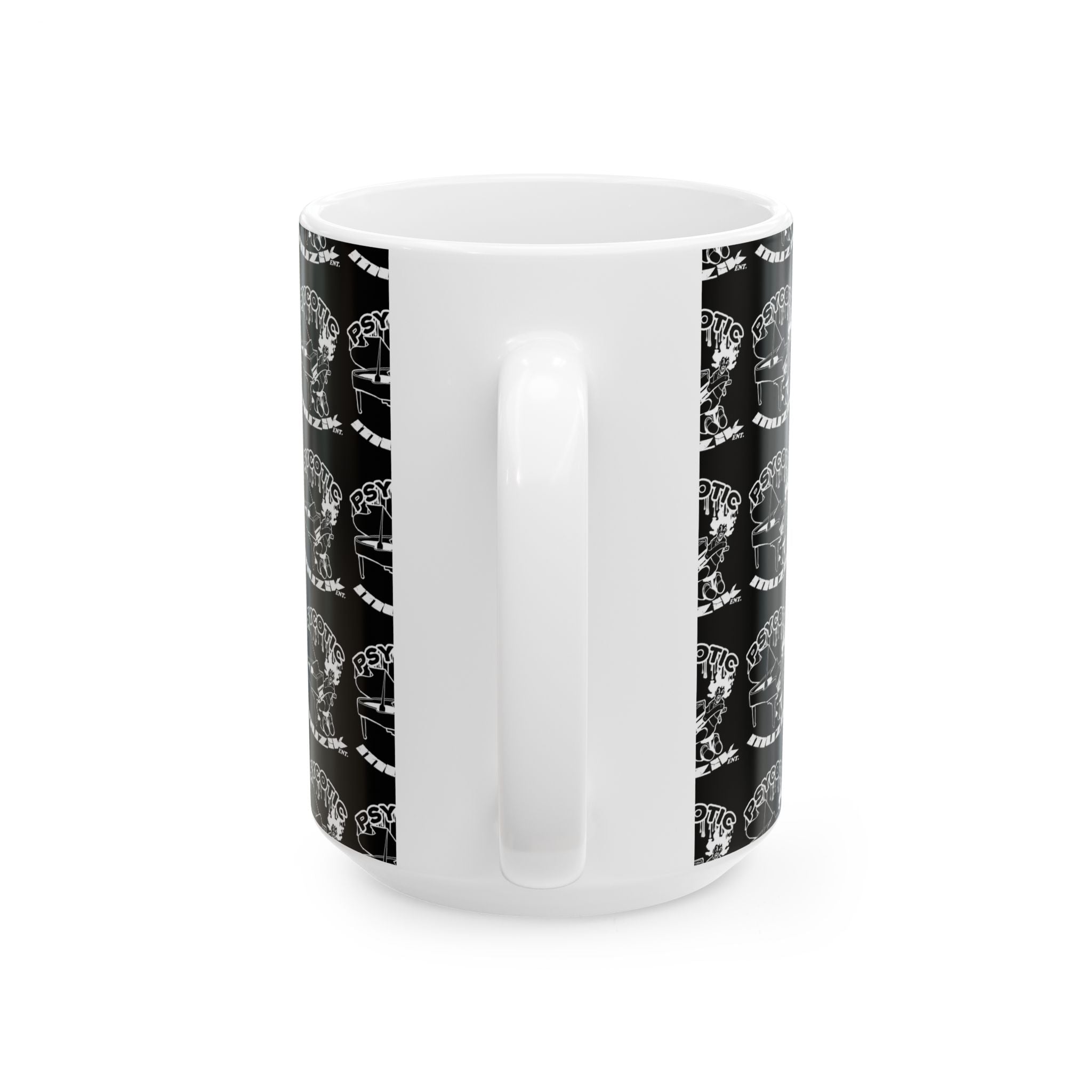 Psycotic Skull Coffee Mug — Black Repeating Logo 11oz/15oz